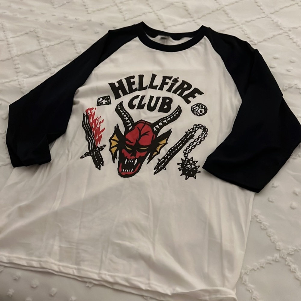 The Hellfire Club Raglan Unisex Shirt - White/Black
